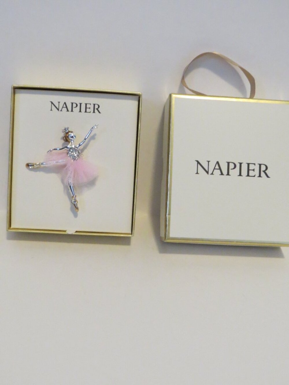 Napier Ballerina Ballet Dance Brooch Pin New in Box Tulle Crystal